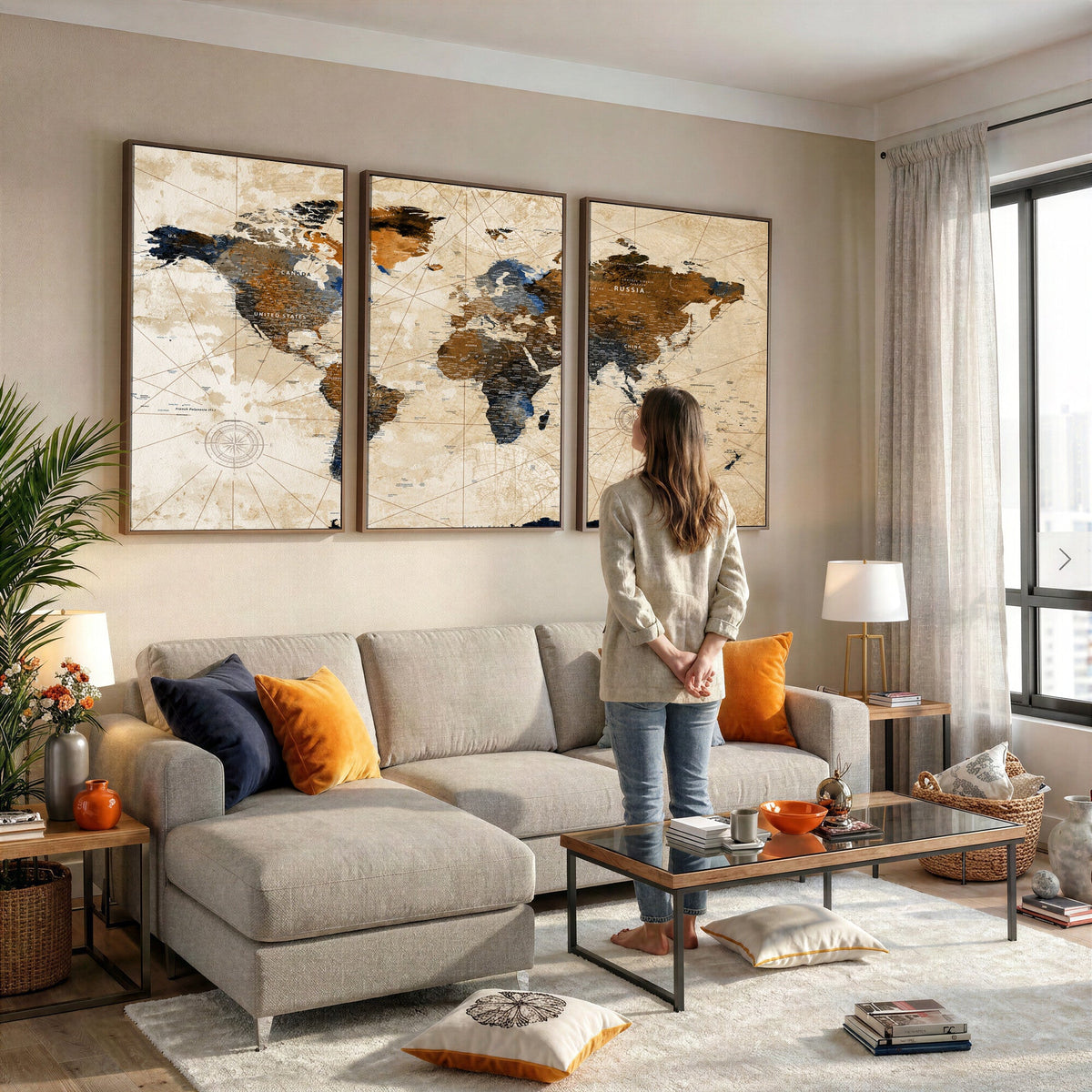 World Map Canvas Art Print | Framed Travel Map Wall Art