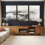 Foggy Forest Wall Art Canvas Print, Misty Pine Tree Landscape