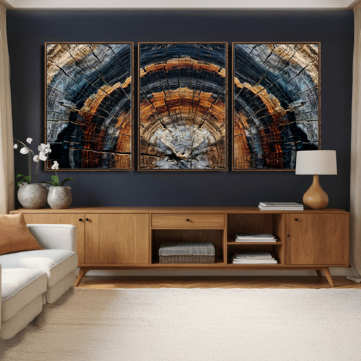 Abstract Wood Grain Canvas Print, Tree Ring Pattern Wall Art, Extra Large Living Room Wall Decor