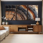 Abstract Tree Ring Wall Art Print, Natural Rustic Wood Grain Canvas