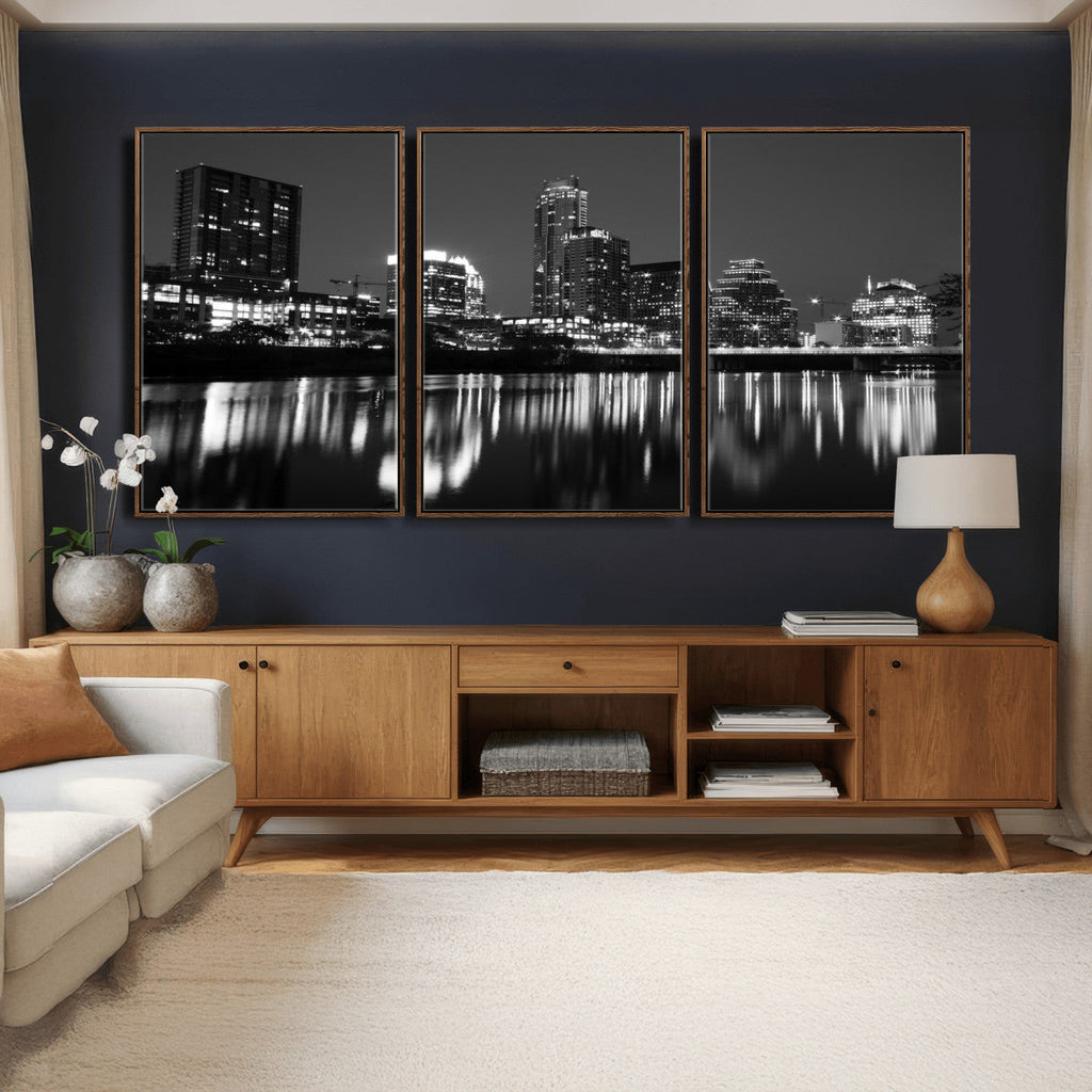 Austin Skyline Wall Art Canvas Print, Austin Downtown Night Cityscape