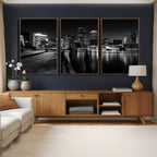 Boston Wall Art Canvas Print, Boston City Downtown Night Cityscape
