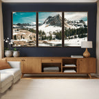 Snowy Mountain Wall Art Canvas Print, Alpine Pine Forest