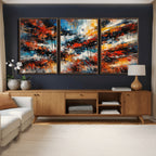 Lyrical Abstract Wall Art Canvas Print, Orange Blue Abstract