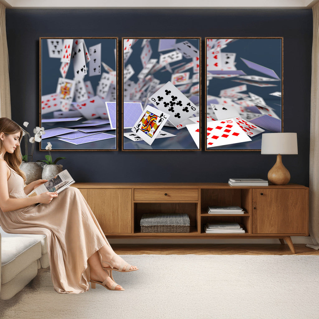 Playing Cards Canvas Wall Art | Casino Game Room Decor