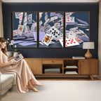 Playing Cards Canvas Wall Art | Casino Game Room Decor