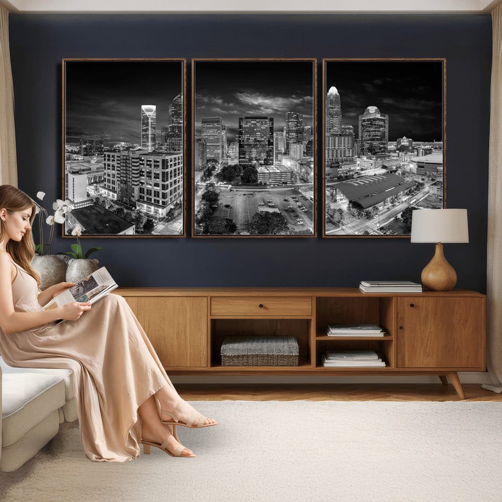 Charlotte Skyline Canvas Wall Art Print | North Carolina Cityscape