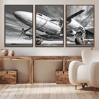 Vintage Airplane on Runway Canvas Print