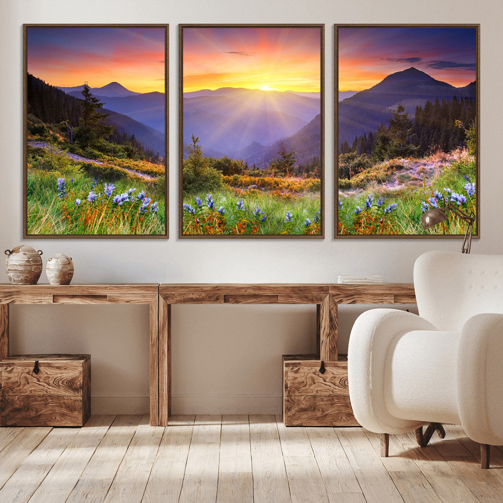 Mountain and Spring Wall Art Canvas Print