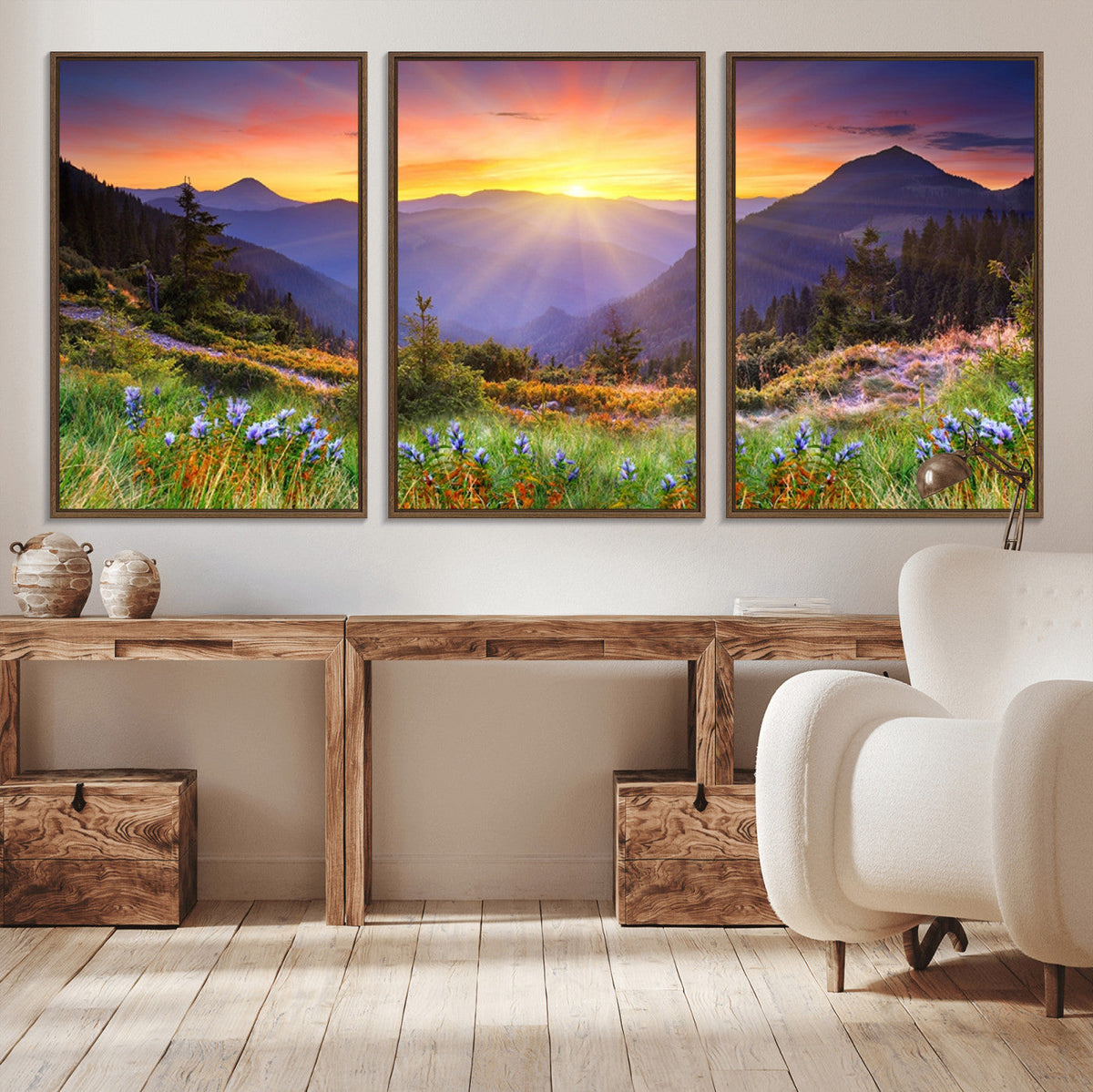 Mountain and Spring Wall Art Canvas Print