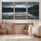 Wooden Bridge Near Lake Wall Art Canvas Print