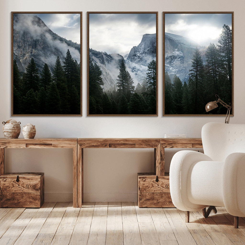 Wall Art Foggy Forest Landscape Canvas Print