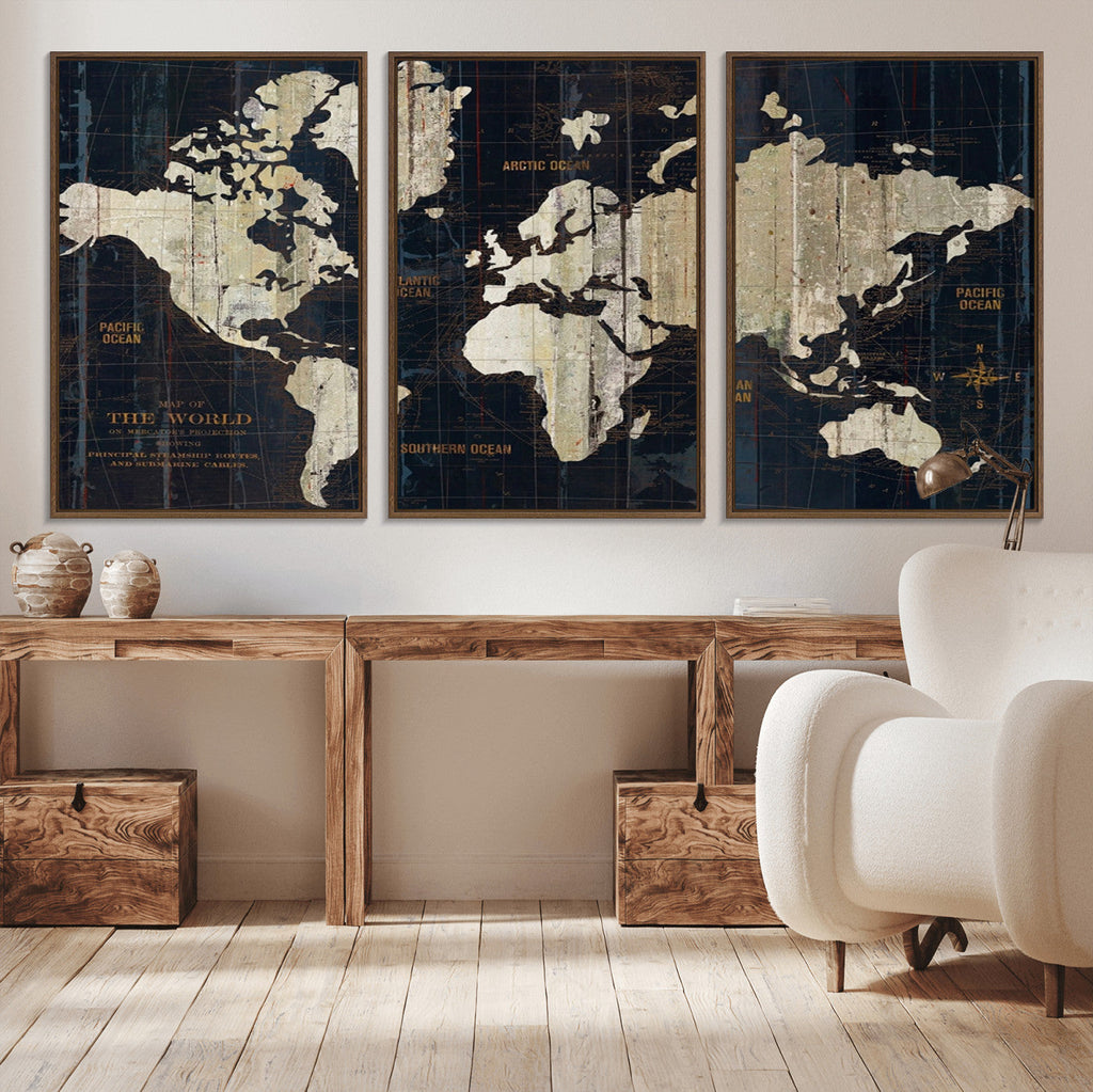 Antique Old World Map Wall Art Canvas Print