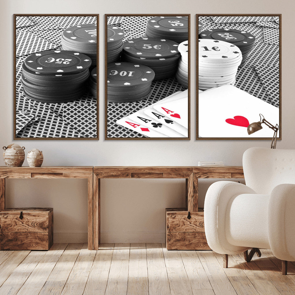 Poker Game Cards Wall Art Canvas, Multi Panel Wall Art