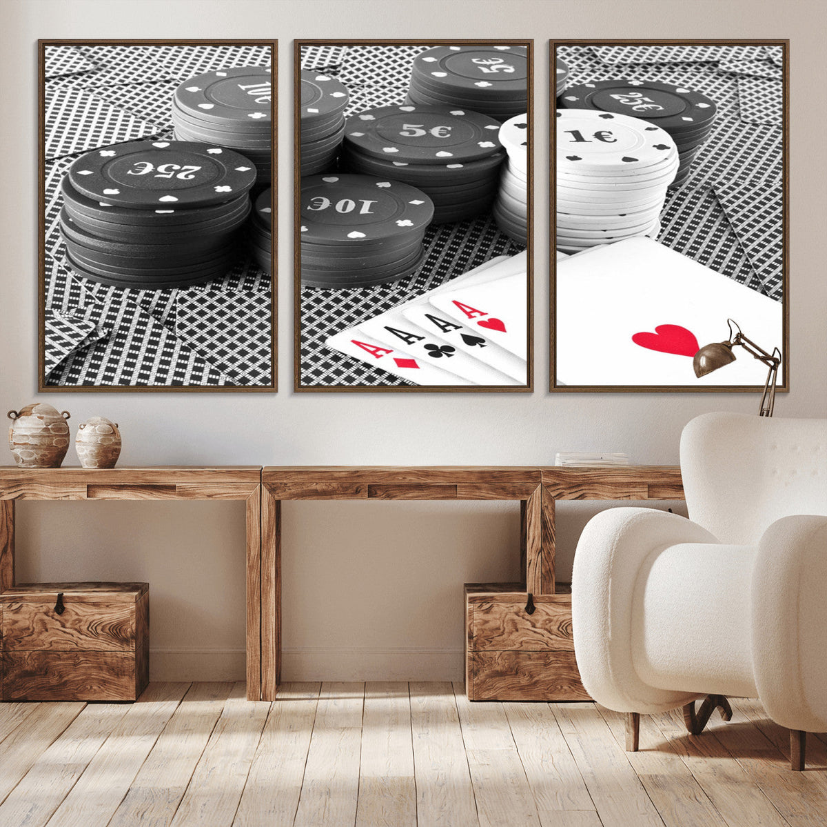 Poker Game Cards Wall Art Canvas, Multi Panel Wall Art