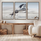 Prancing Horse Desert Large Wall Art Canvas Print, Majestic Horse Animal Artwork