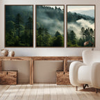 Misty Forest Wall Art Premium Canvas Print, Foggy and Serene Atmosphere