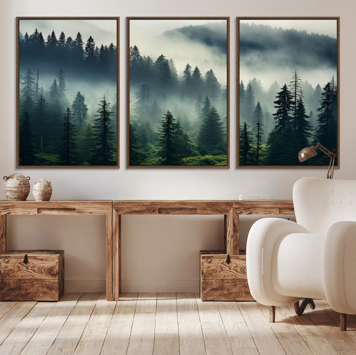 Captivating Misty Forest Wall Art, Foggy and Serene Atmosphere Canvas Print