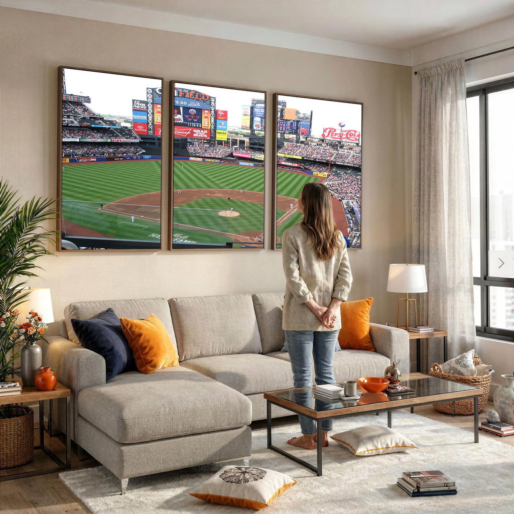 New York Mets Baseball Team Print, Citi Field Baseball Stadium Wall Art