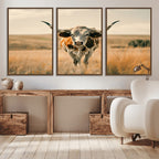 Texas Cow Wall Art Canvas Print for Farm House Wall Decor