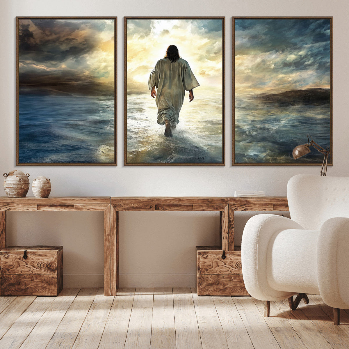Jesus Walking on Water Wall Art | Canvas Print | Ready to Hang