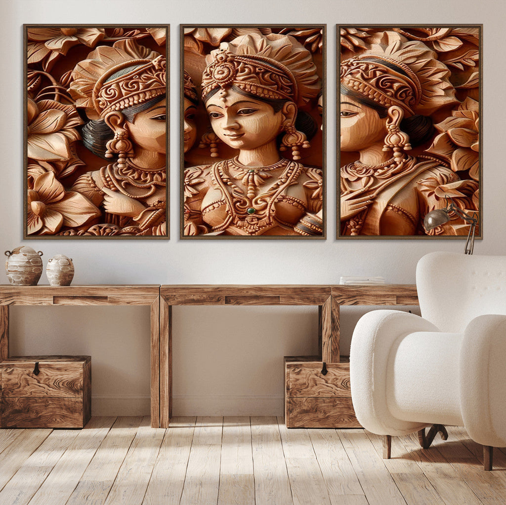 Indian Woman Statue Wall Art Canvas Print