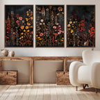 Large Floral Painting Print Illustration Flowers Canvas Wall Art