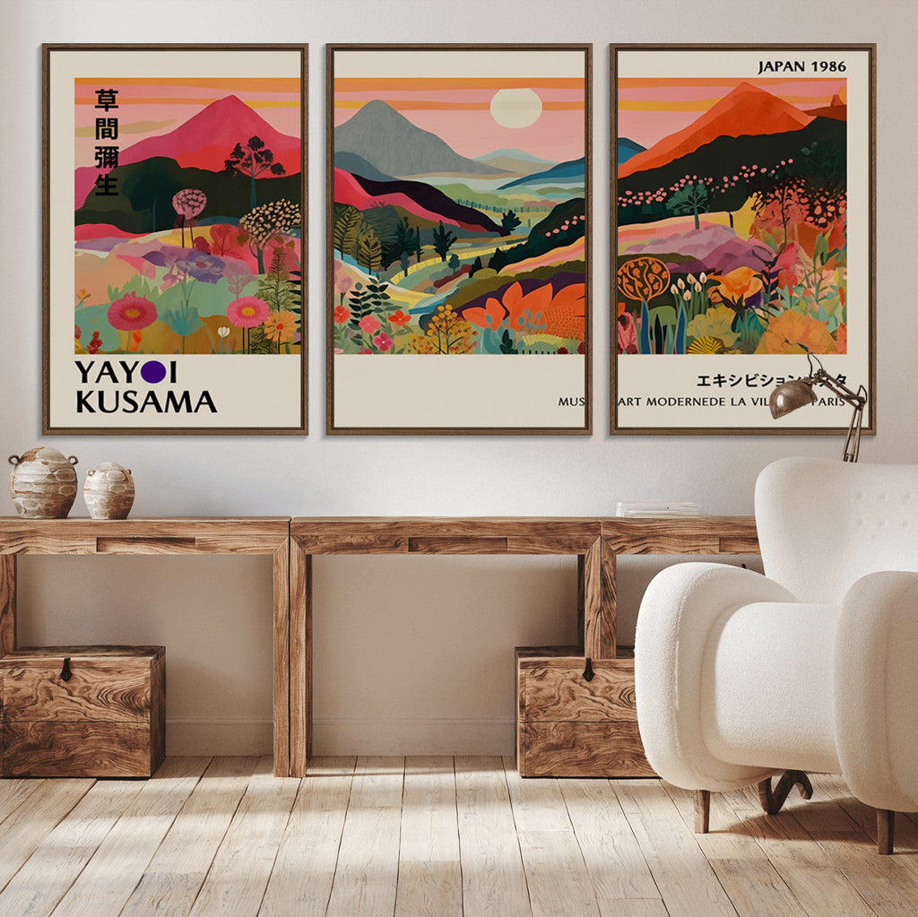 Yayoi 1986 Wall Art Print, Vibrant Wabi Sabi Japanese Abstract Design