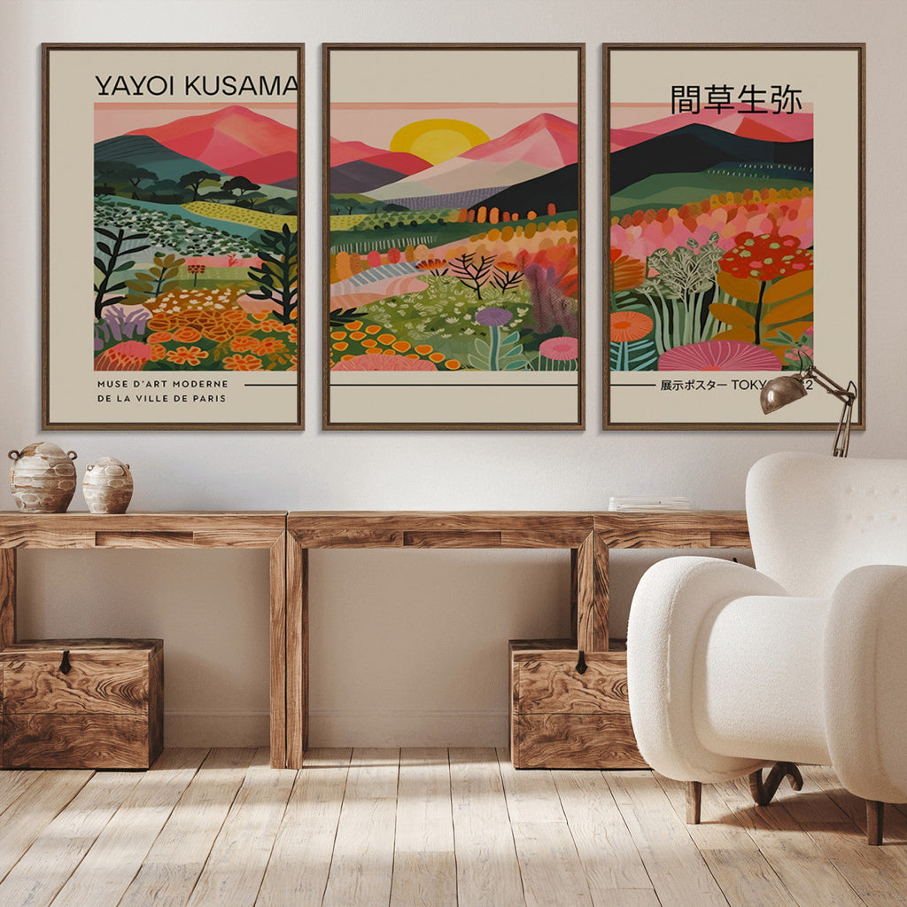 Yayoi Kusama 1986 Wall Art Print, Wabi Sabi Japanese Vibrant Abstract Landscape Canvas