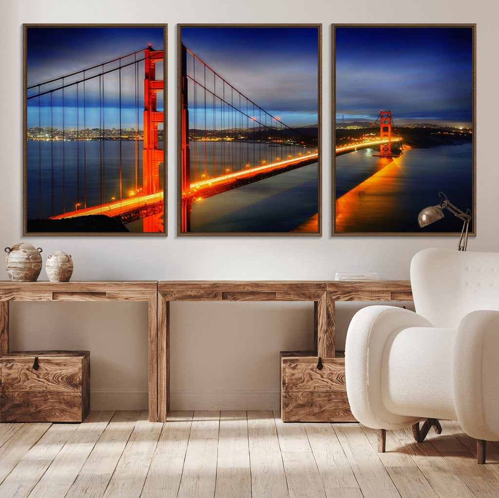 Large Wall Art San Francisco Canvas Print - Wonderful Golden Gate Bridge at Twilight