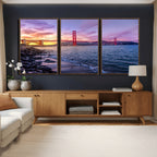 Golden Gate Bridge Wall Art Canvas Print, Framed San Francisco Sunset Landmark