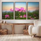 Pink Flower on the Mountain Canvas Print, Framed Pink Flower Canvas Wall Art