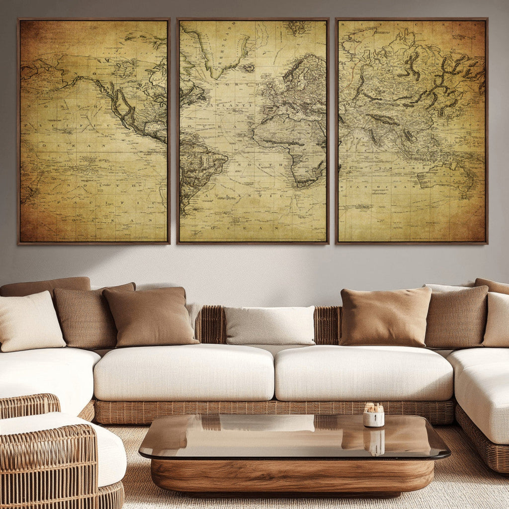 Push Pin World Map Canvas Print | Travel Tracker Wall Art