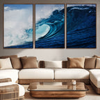 Ocean Wave at Sunset Canvas Art, Large Wall Print of Vibrant Water Waves