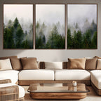 Forest Wall Art Canvas Print | Foggy Forest Wall Art | Pine Wood Forest Print