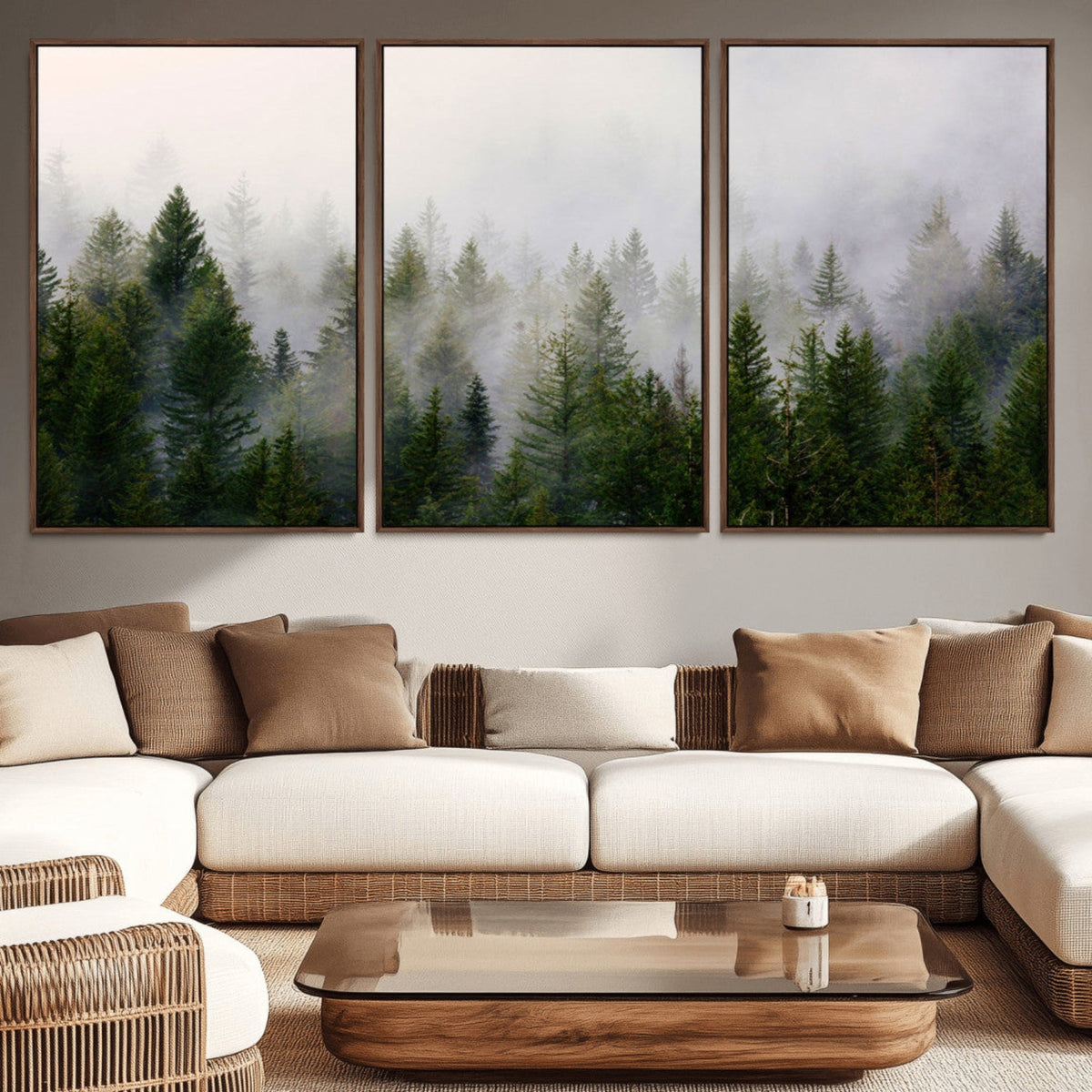 Forest Wall Art Canvas Print | Foggy Forest Wall Art | Pine Wood Forest Print