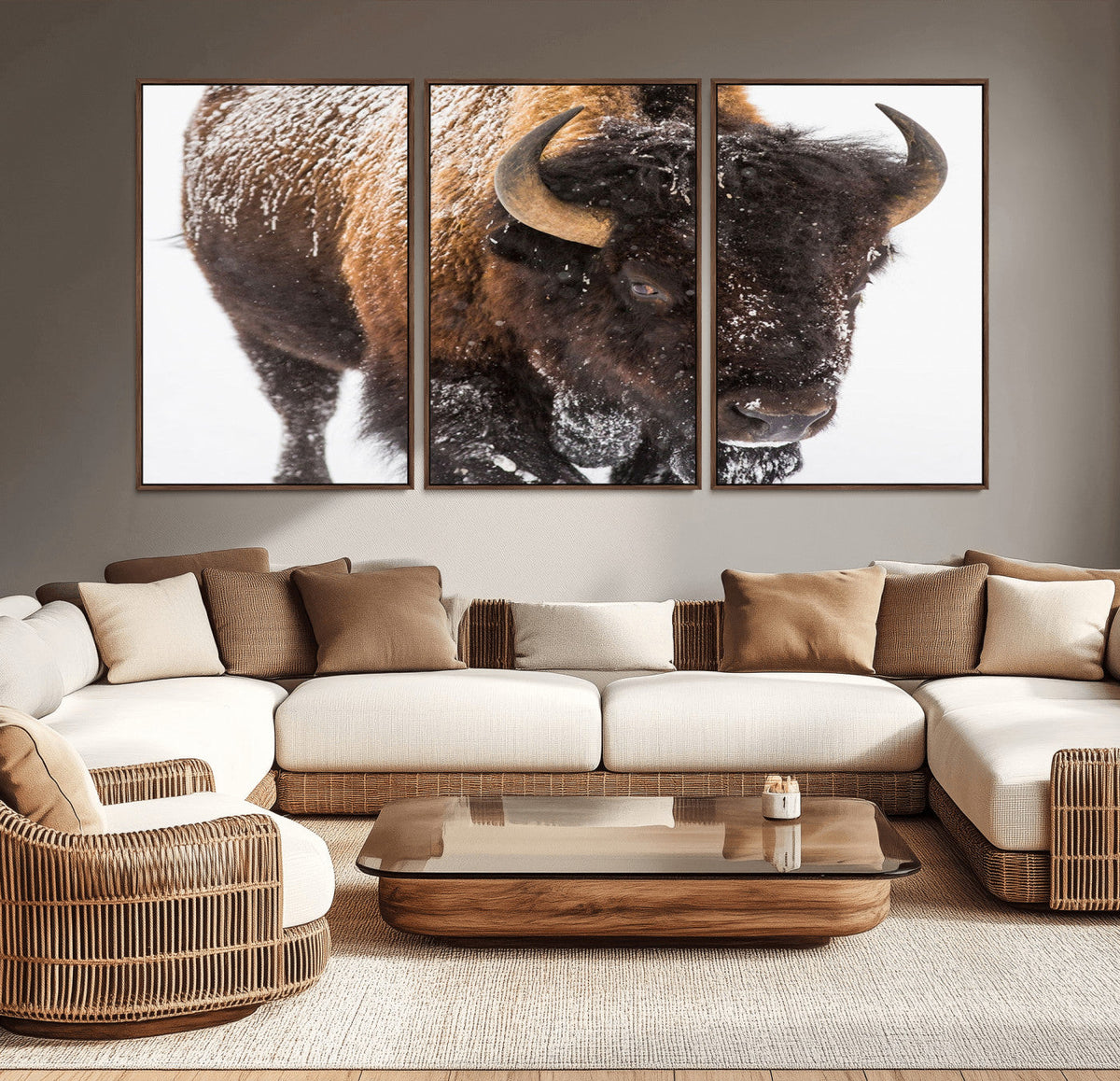 Bison Wall Art Canvas Print For Farmhouse, Wild Animal Wall Art