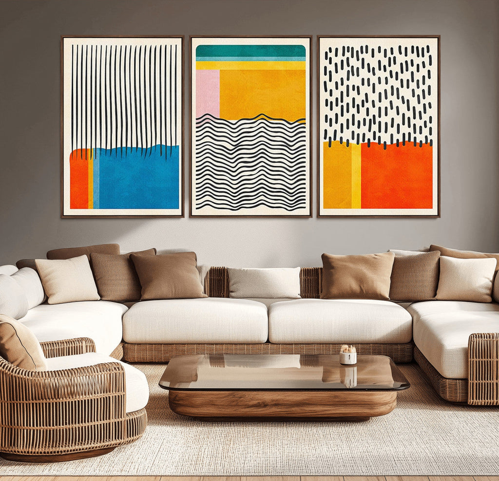 Canvas Print Wall Art Abstract Illustration Art Boho, Framed Abstract Boho Art