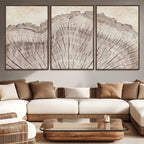 Tree Ring Wall Art Triptych, Rustic Wood Ring Canvas Print