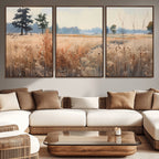 Golden Fields Canvas Wall Art Print | Serene Minimalist Landscape for Modern Decor
