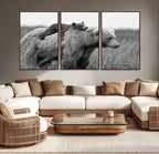 Bear and Cub Wall Art Canvas | Grizzly 399 Bear and Cub Black and White Wildlife Print