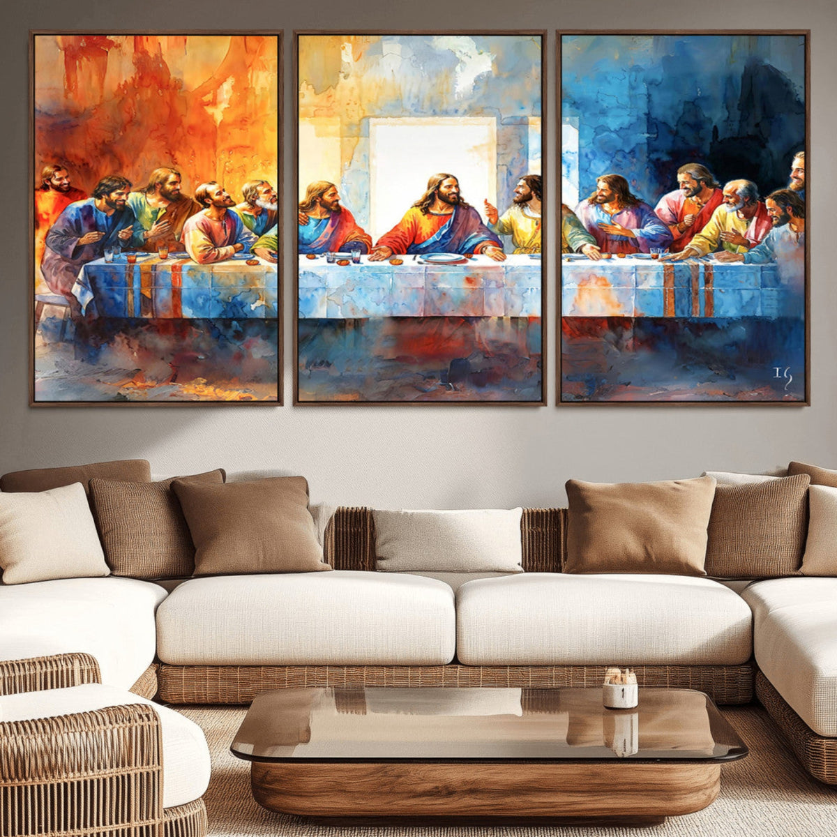 Abstract Watercolor The Last Supper Wall Art