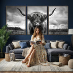 Scottish Cow Wall Art Canvas Print, Longhorn Wall Art