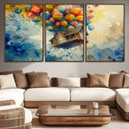 UP-Inspired Floating House with Balloons Canvas Art | Colorful Wall Decor
