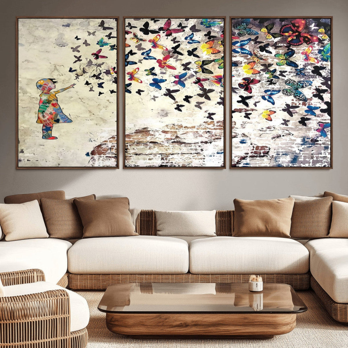 Banksy Wall Art - Banksy Girl Butterfly Graffiti Wall Art