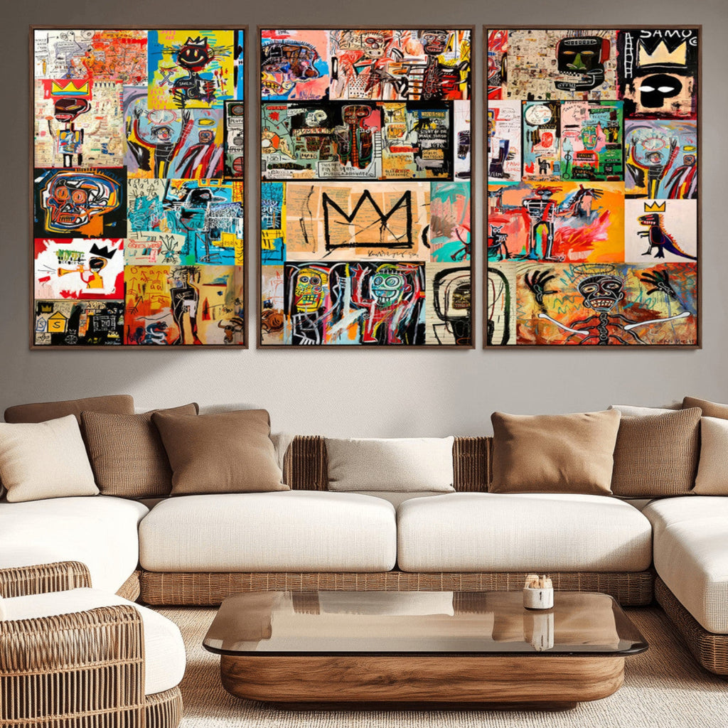 Abstract Art Collage Wall Art Canvas Print, Urban Graffiti Style