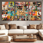 Abstract Art Collage Wall Art Canvas Print, Urban Graffiti Style
