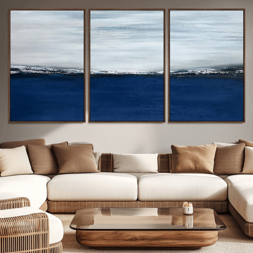 Navy Blue Abstract Wall Art Canvas Print