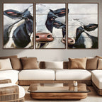 Vintage Baby and Mom Cattle Wall Art Canvas Print