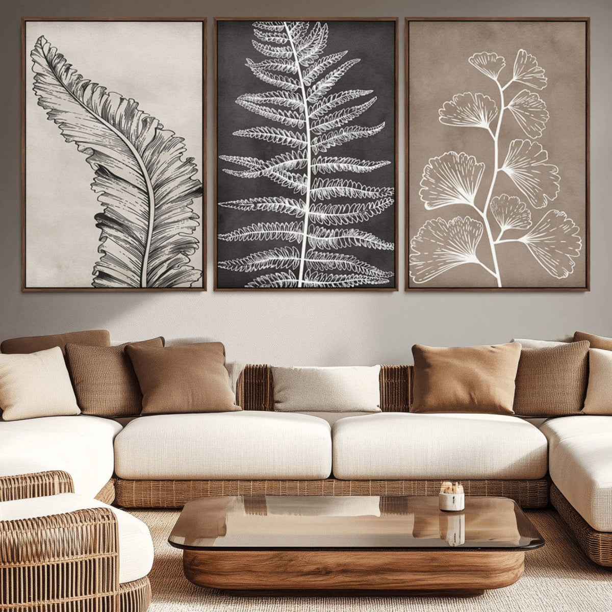 Minimalist Botanical Wall Art Canvas Print, Framed and Ready to Hang